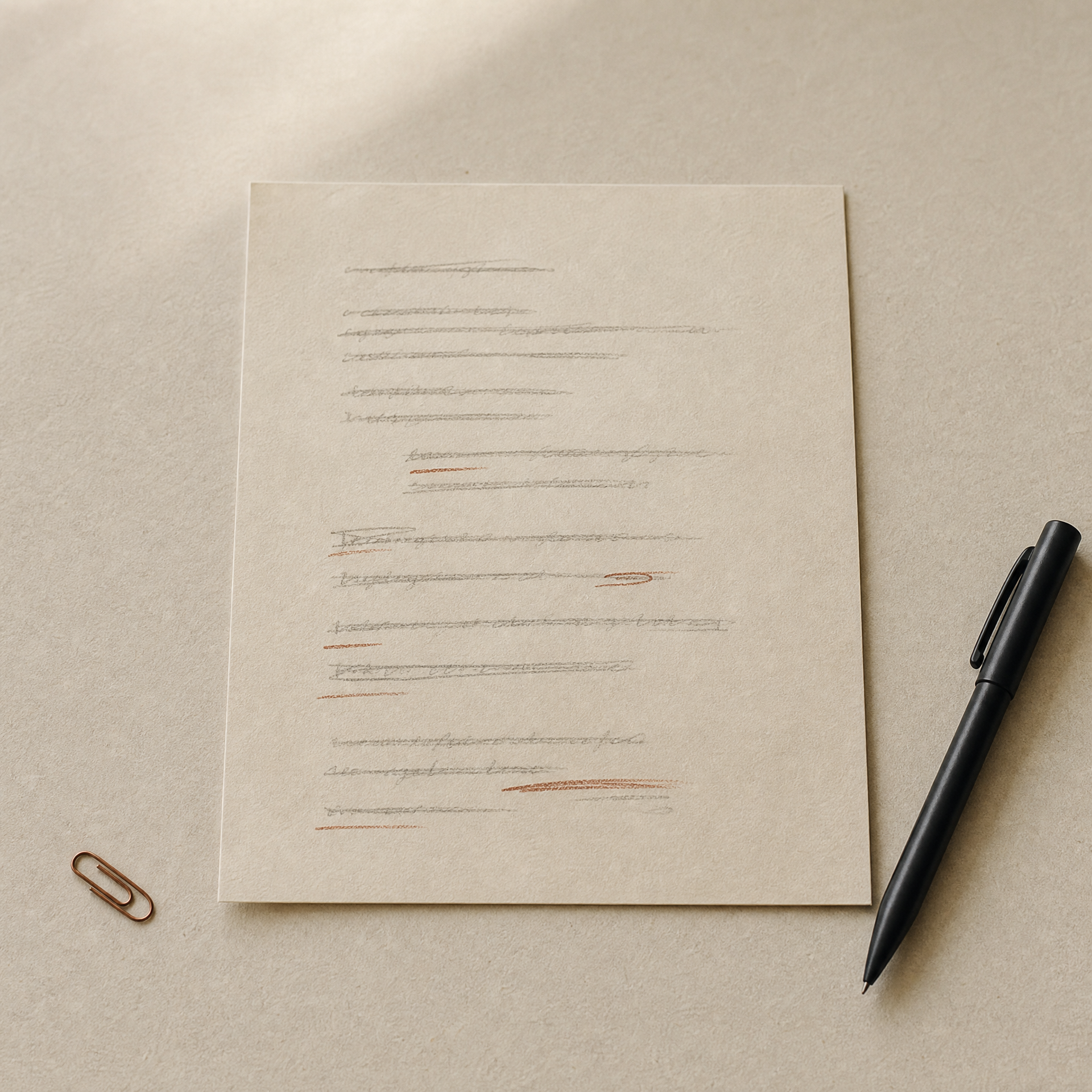 Editorial detail of a marked-up paper draft.