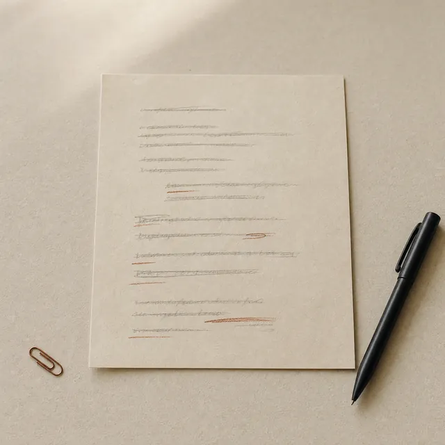 Editorial detail of a marked-up paper draft.